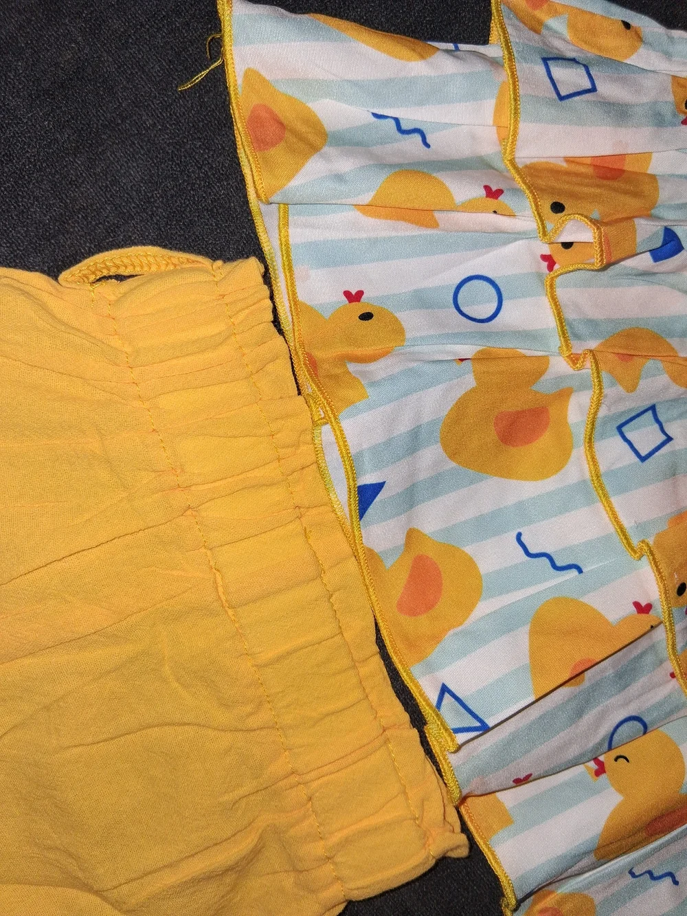 Yellow Duck Print Kids Set - 0-3 Months